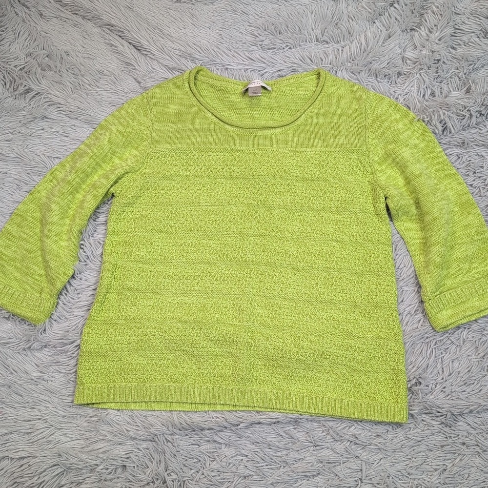 Christopher & Banks Sweater Womens‎ M Petite Green Preppy Comfort Casual